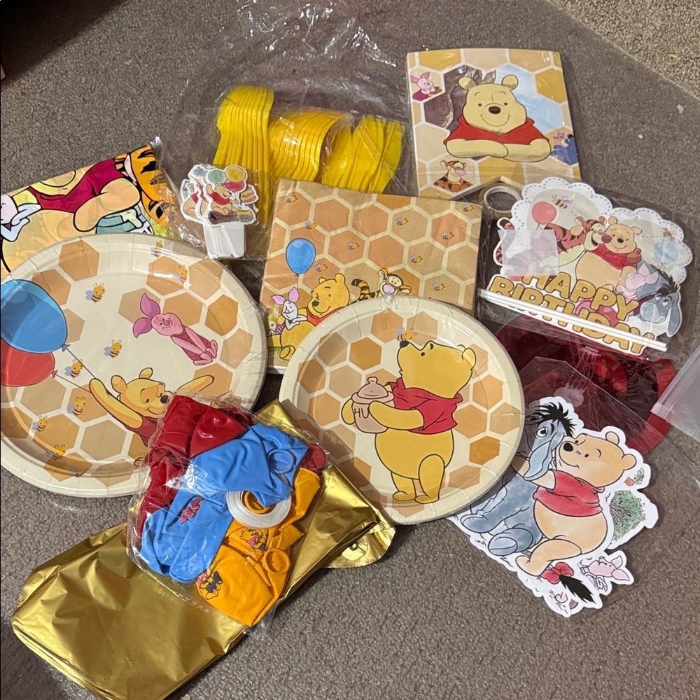 Winnie the Pooh Party Supplies Set - Yellow and Red everything you need!